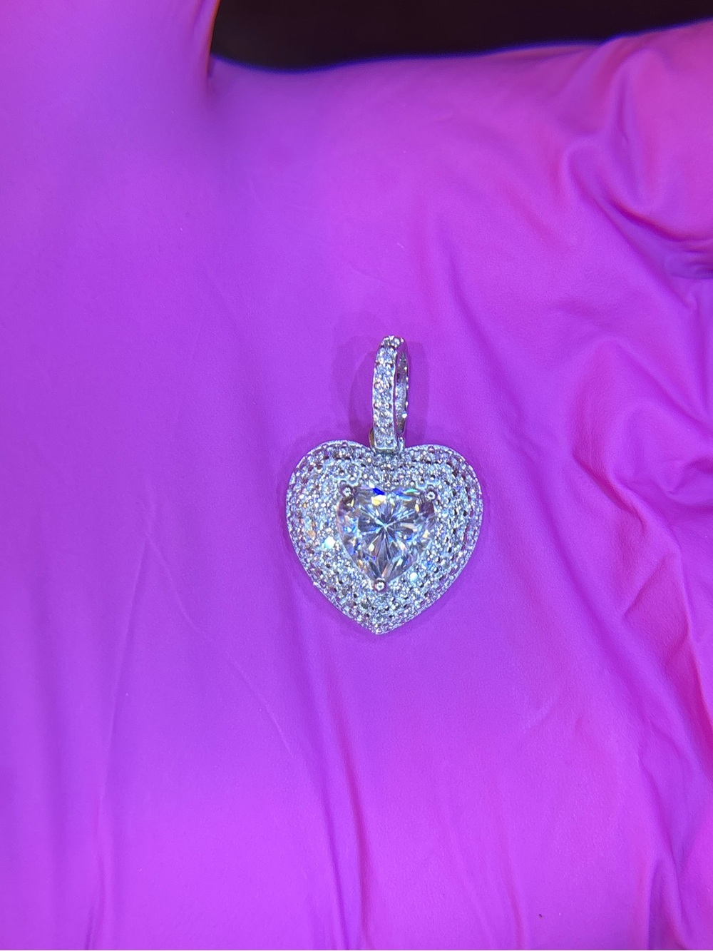 .925 Sterling Silver 2ct. VVS Moissanite Pave’ Heart Solitaire Pendant